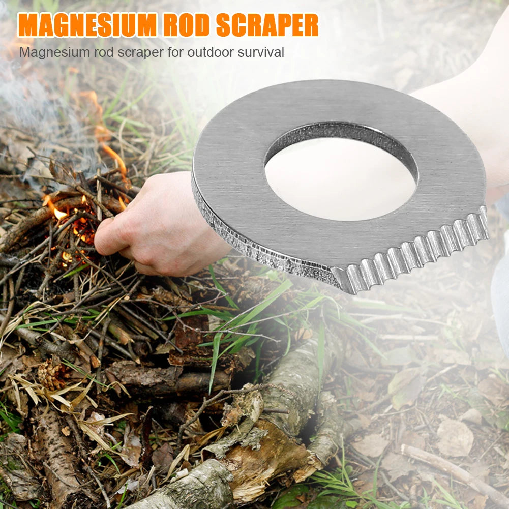 Outdoor Survival Camping Scraper Stainless Steel Flint Equipments Multifunctional Flint Scraper Portable for Camping Hiking
