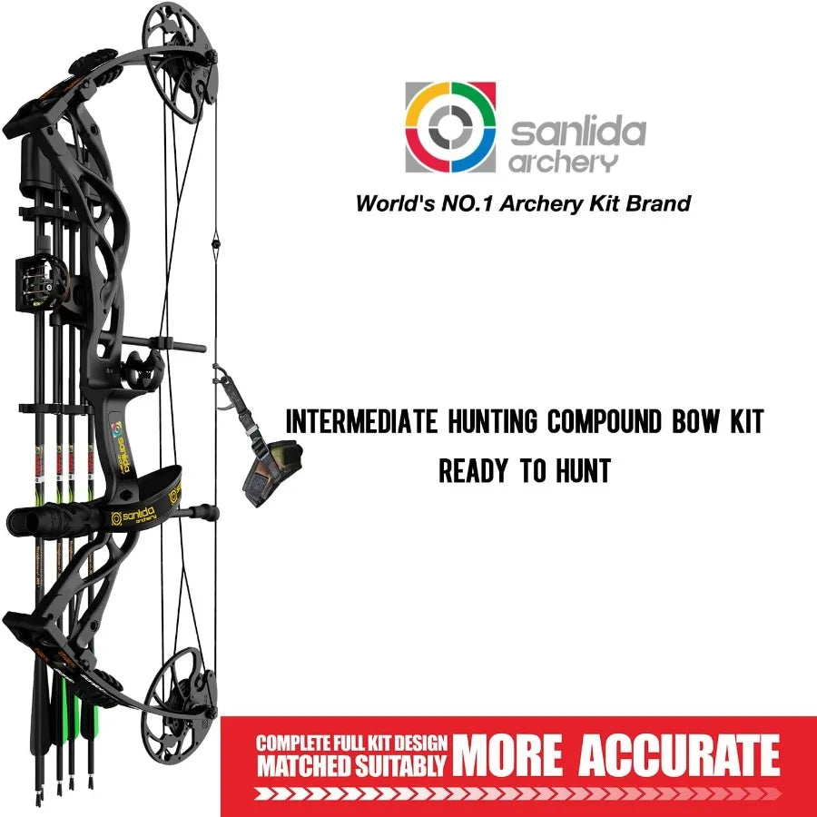 Sanlida Dragon X9 Ready to Hunt Compound Bow Package for Adults Archery Compound Bow and Arrow Set 0-70 Lbs Draw Weight No Bow
