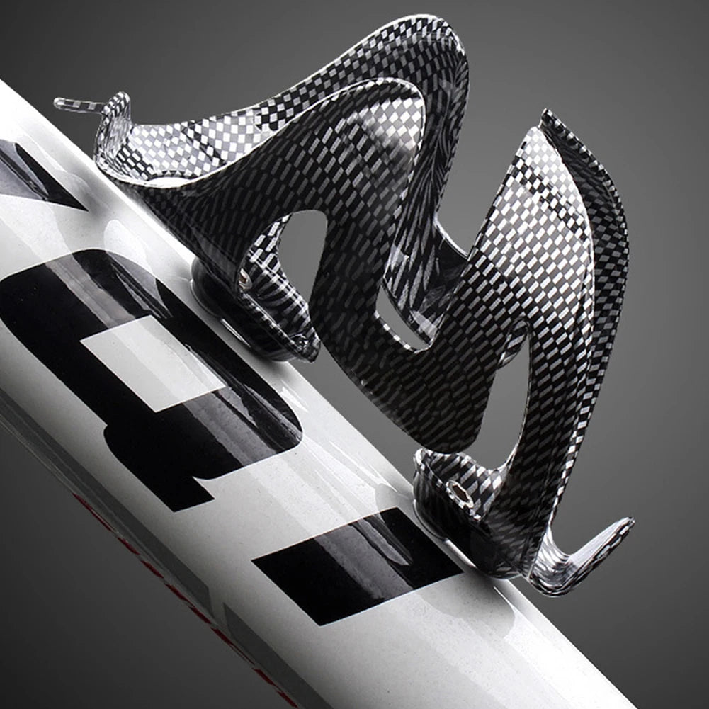 Bike Water Bottle Cage Holder + 2 Screws Cycling Accessory Carbon Fiber Texture Biking Portable Dustproof Cycling Parts
