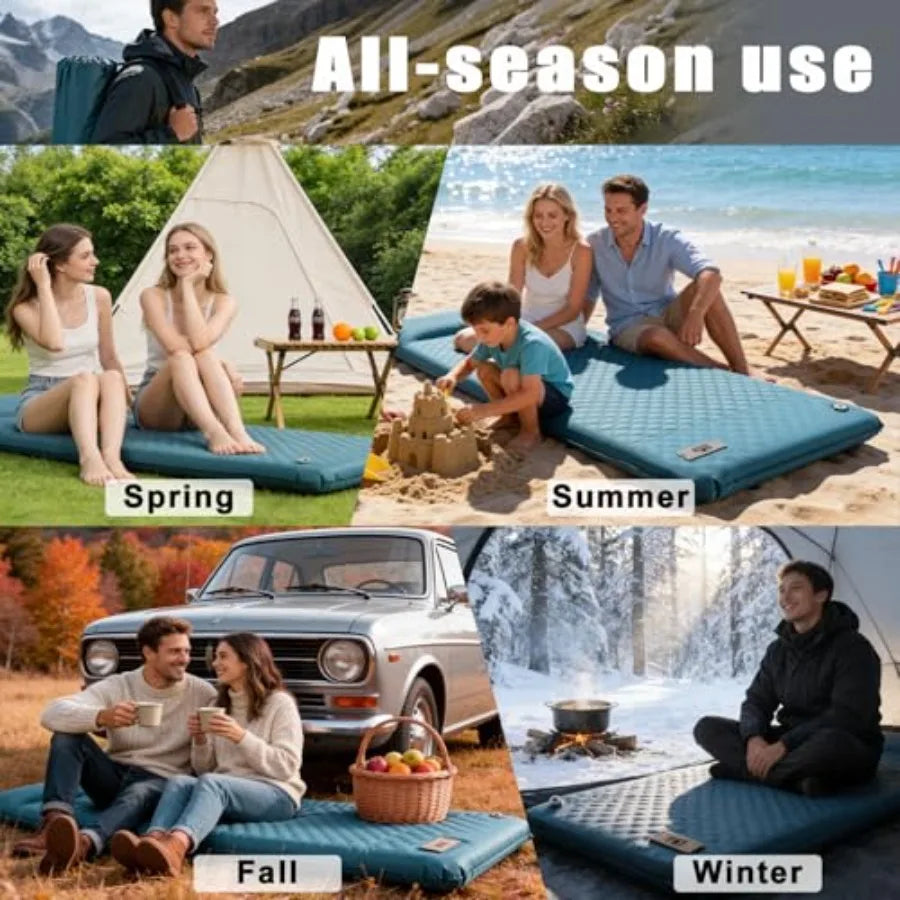 Self Inflating Sleeping Pad for Camping with Electric Pump 3.15 Ultra-Thick Memory Foam Mattress with Built-in Pillow 4-Season