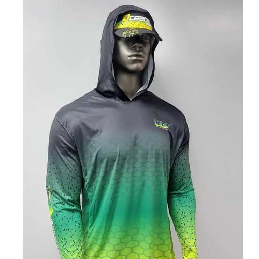 Fishing Tops Wear Sports Clothing Mens Crewneck Shirt Print Fishing Long Sleeve Uv Protection Shirt HOODY PRINT Camisa De Pesca