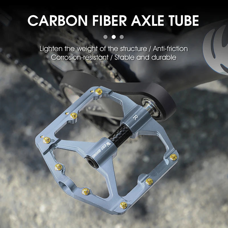 WEST BIKING Bicycle Pedals 3 Bearings Ultralight Carbon Fiber Road Bike Pedals BMX MTB Flat Pedals Professional Bike Parts