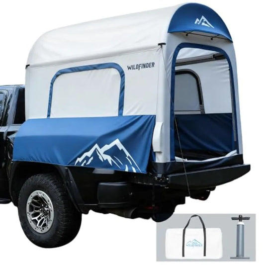 Inflatable Truck Bed Tent 5.5ft-8ft PU 3000mm Waterproof with 4'' Thick TPU Air Beams for 2-3 Person Camping Fast Setup Portabl
