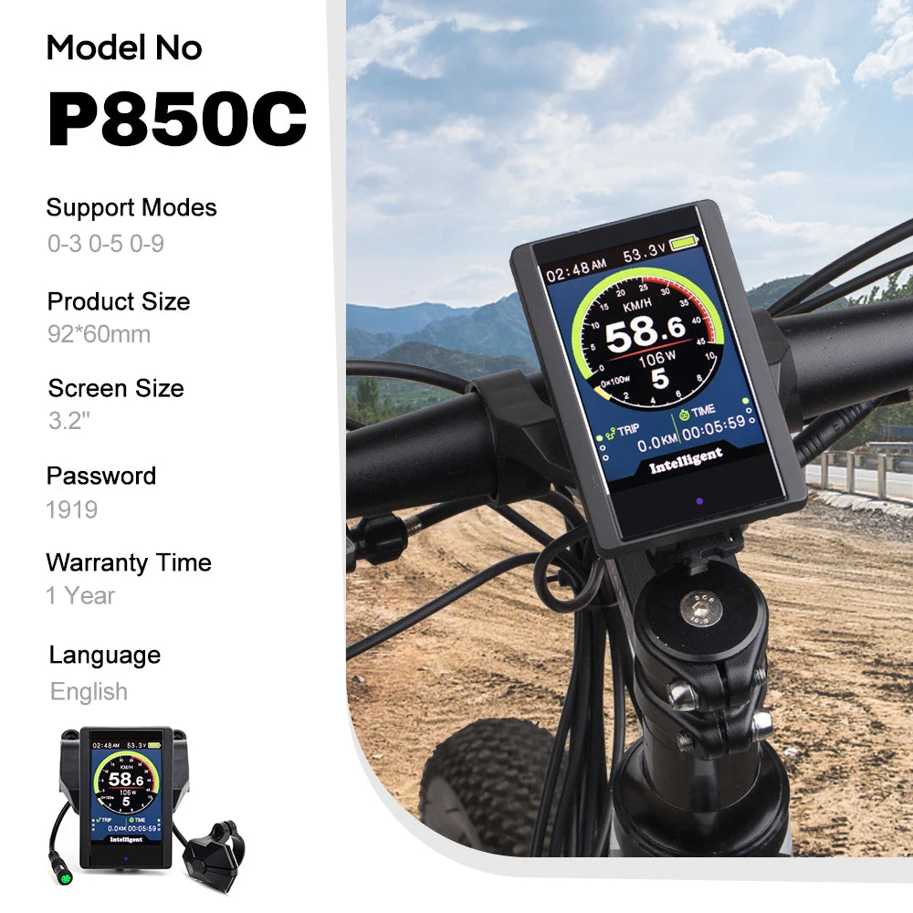 Bafang LCD Color Display Instrument 36V 48V 52V P860C 860C P850C 600C C965 DPC18 BF-UART Protocol Bluetooth 750W Motor E-bike