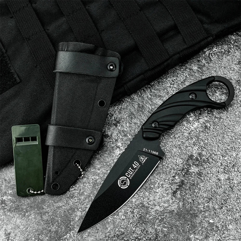 TOPS Knives C.U.T. Fixed Blade Knives with Kydex Sheath Outdoor Multi-purpose Survival Camping Fishing Full Tang Utility Tools