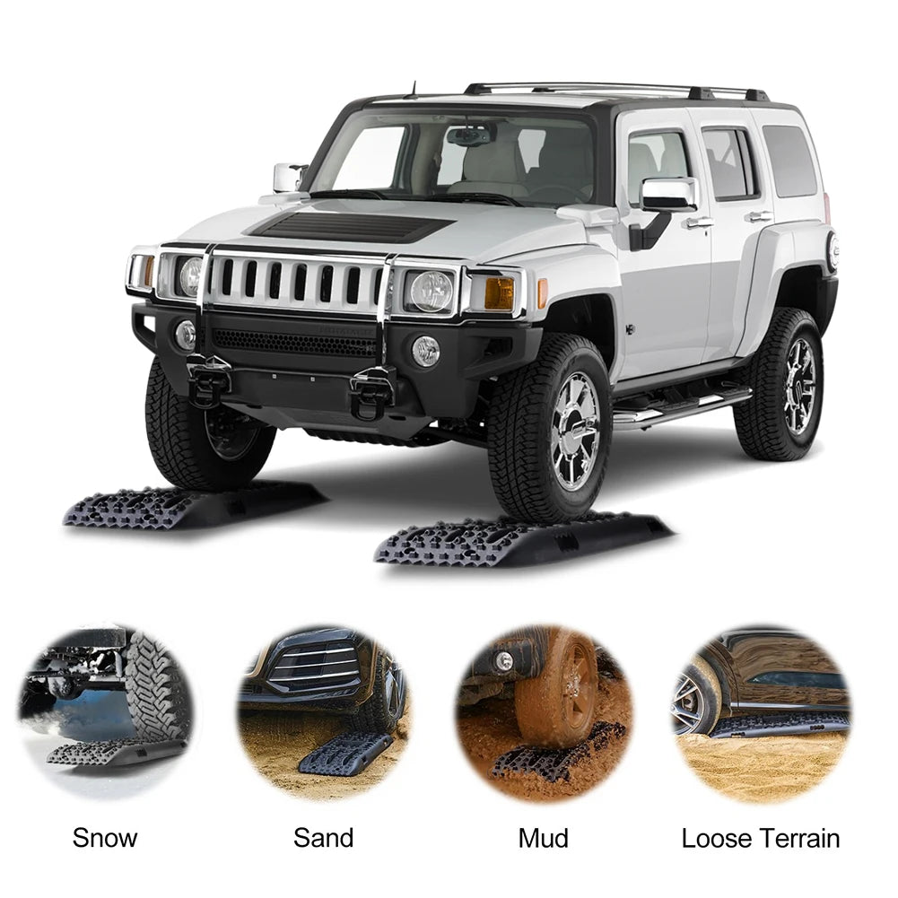 Traction Board Anti-Skid Emergency Traction Mat 2PCS/Set Car Emergency Escape Mat Mud Sand Traction Assistance for Vehicles