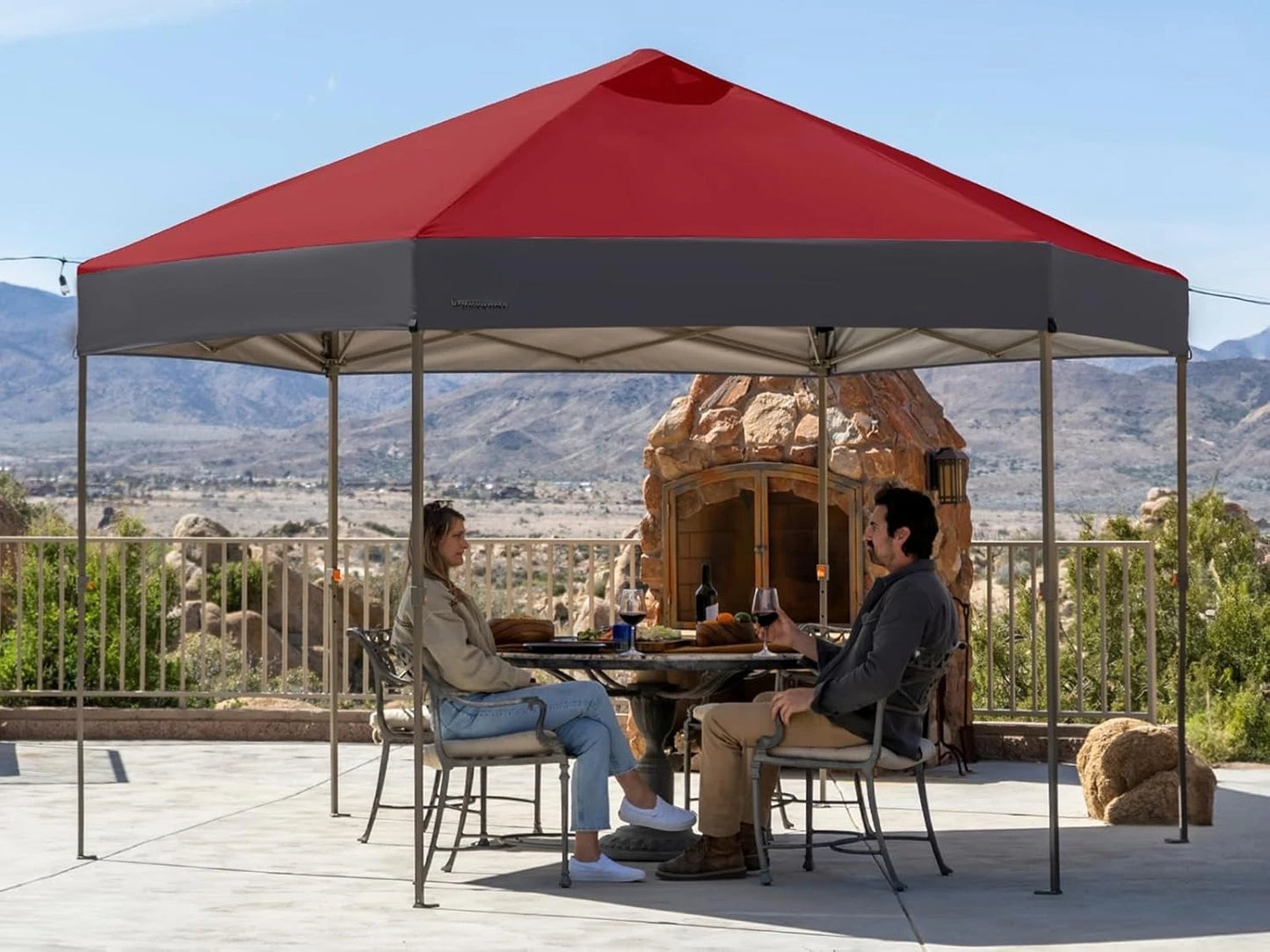 14x14 Pop up Gazebo, Patented Center Lock 6-Sided Portable Gazebo, Easy Set Up, 300D Silver-Coated Fabric UV, Customized