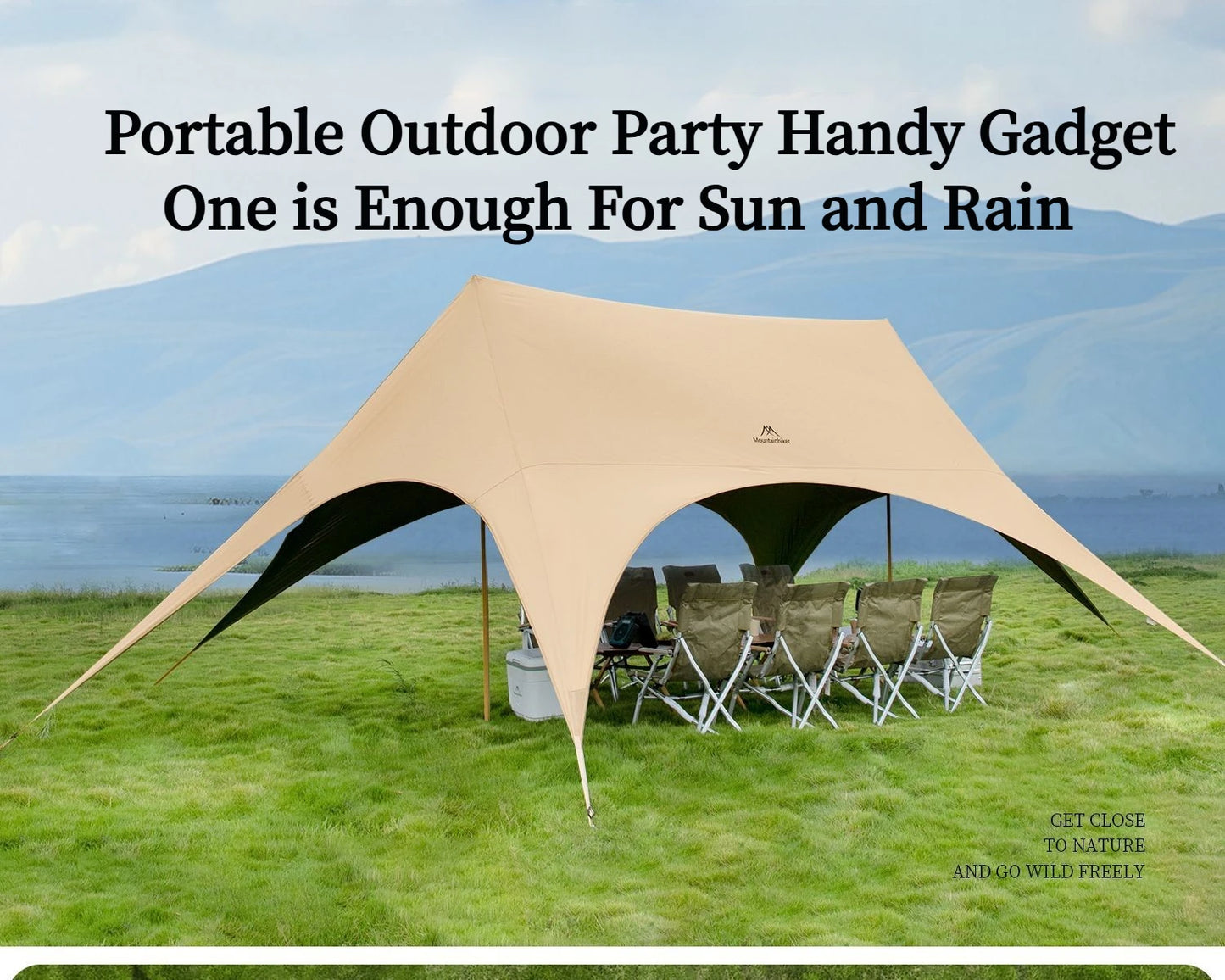 Mountainhiker Outdoor cat ear canopy tent blackout black rubber Waterproof Sun Shelters Camping 28㎡ Quick Setup Sunshade Awning