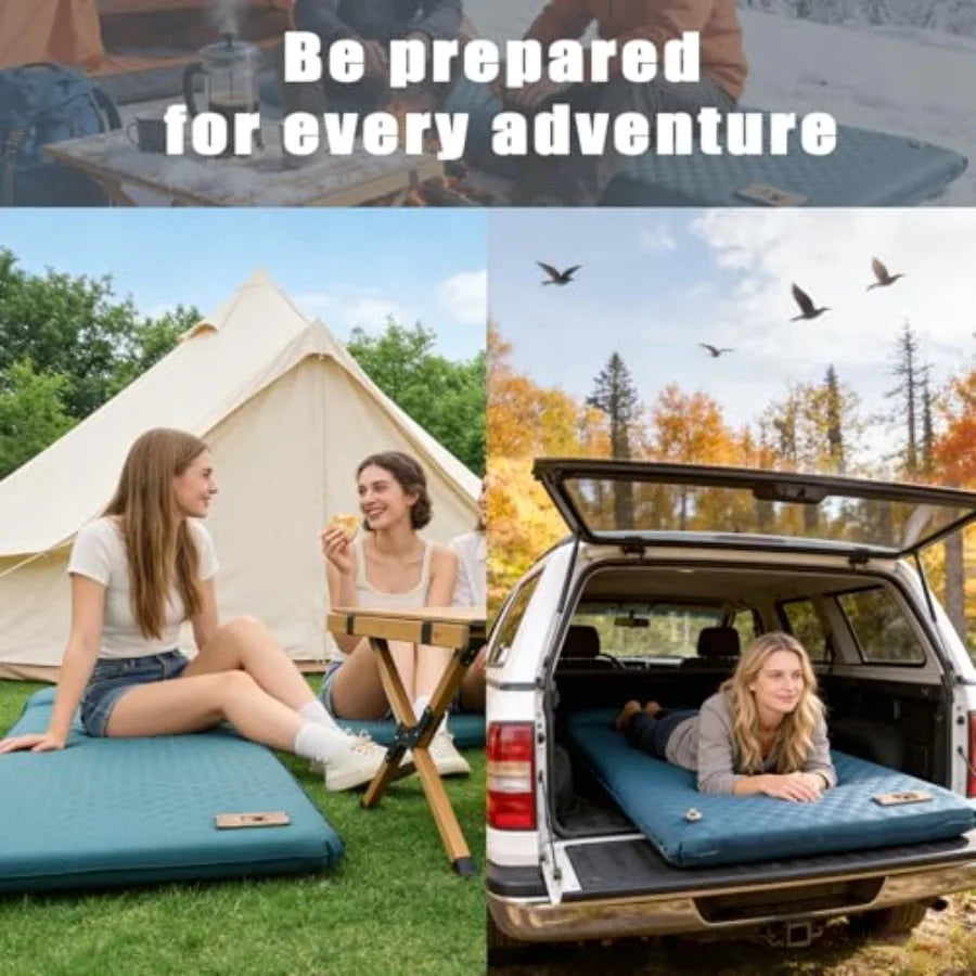 Self Inflating Sleeping Pad for Camping with Electric Pump 3.15 Ultra-Thick Memory Foam Mattress with Built-in Pillow 4-Season