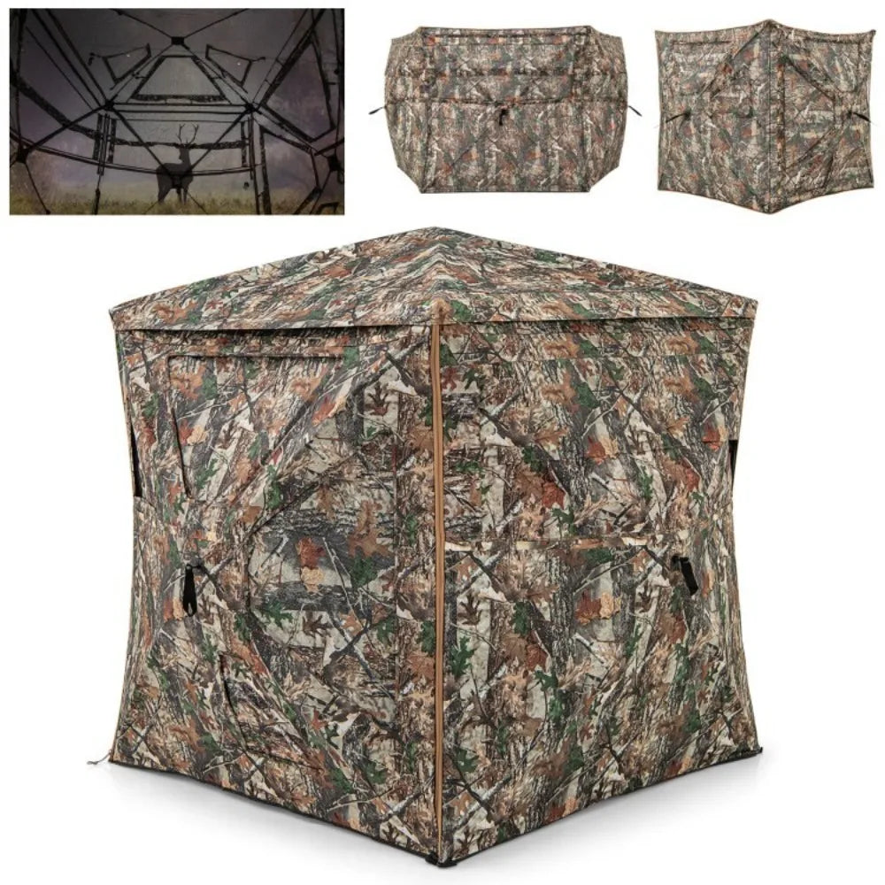 5-IN-1 Detachable 3 Person Portable Hunting Blind Pop-Up Ground Blind w/Skylight