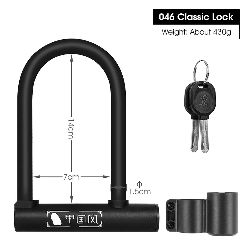 WEST BIKING Bicycle U Lock MTB Road Bike Padlock Portable Anti-theft Safety Motorcycle Scooter Cycling Lock Bicycle Accessories