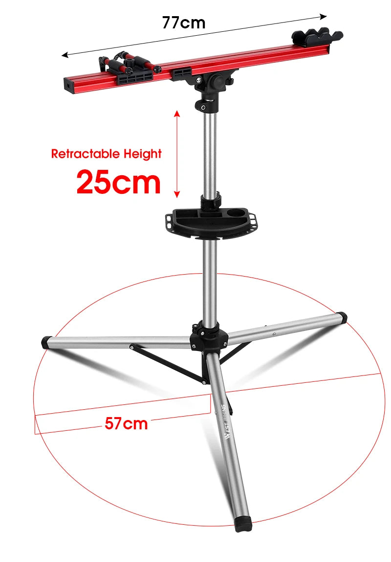 WEST BIKING Portable Bike Repair Stand Aluminum Alloy MTB Road Bicycle Repair Workstand Adjustable Storage Display Stand