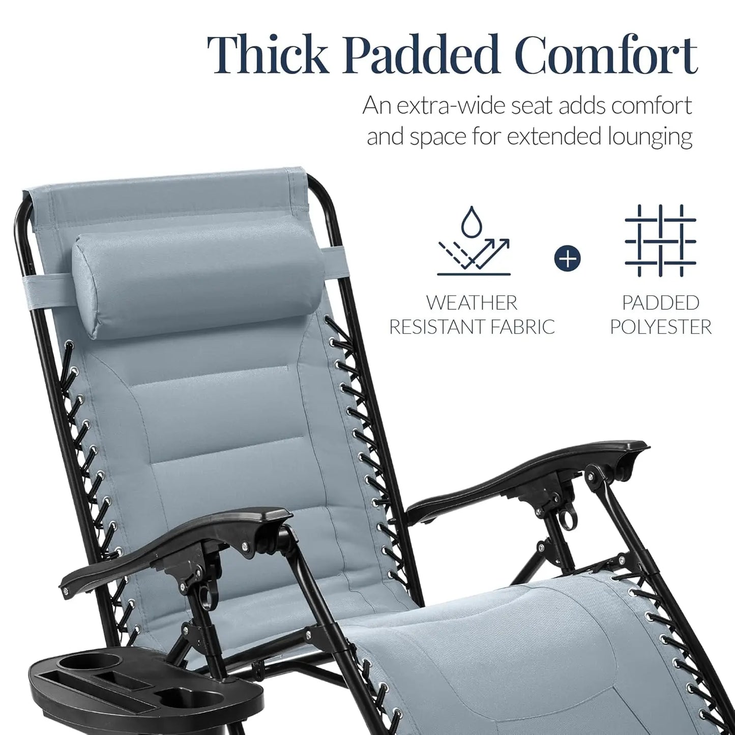 Oversized Padded Zero Gravity Chair, Folding Outdoor Patio Recliner, XL Anti Gravity Lounger for Backyard, Customized