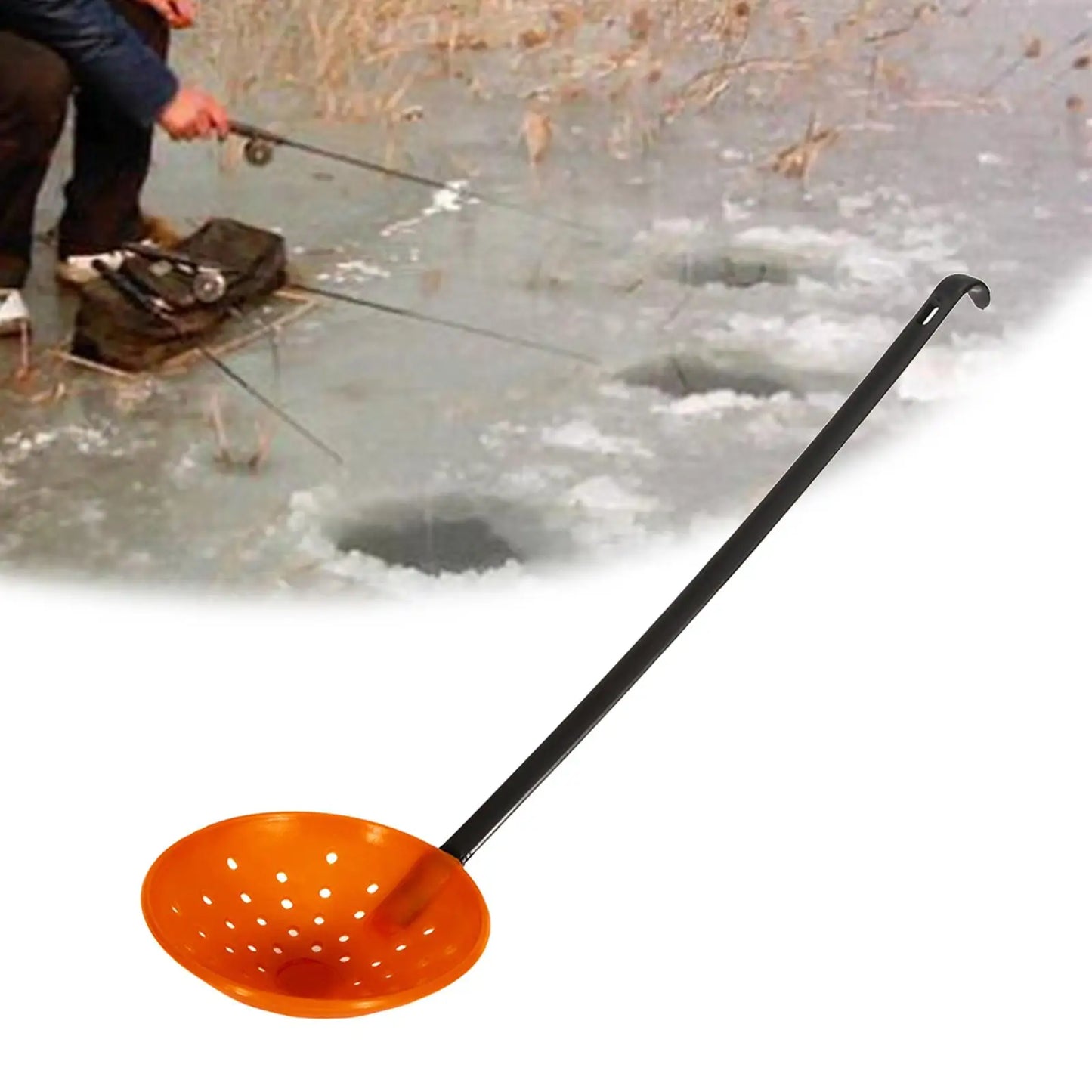 Compact Plastic Ice Fishing Slag Skimmer Spoon Tool for Fishing Box Cooler and Winter Rods