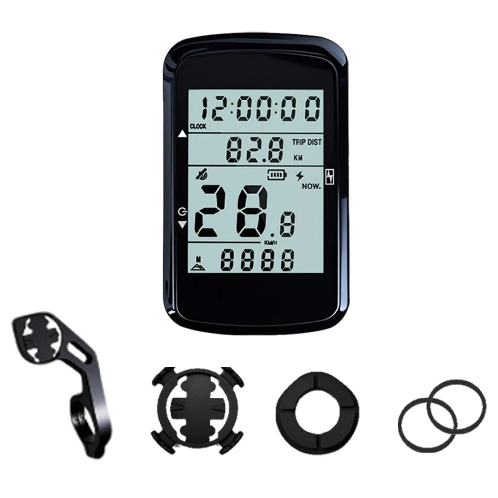 Wireless Bicycle Computer 2.4 Inch Screen GPS Bike Speedometer with Backlight Cycling Odometer Rechargeable Bike Accessories