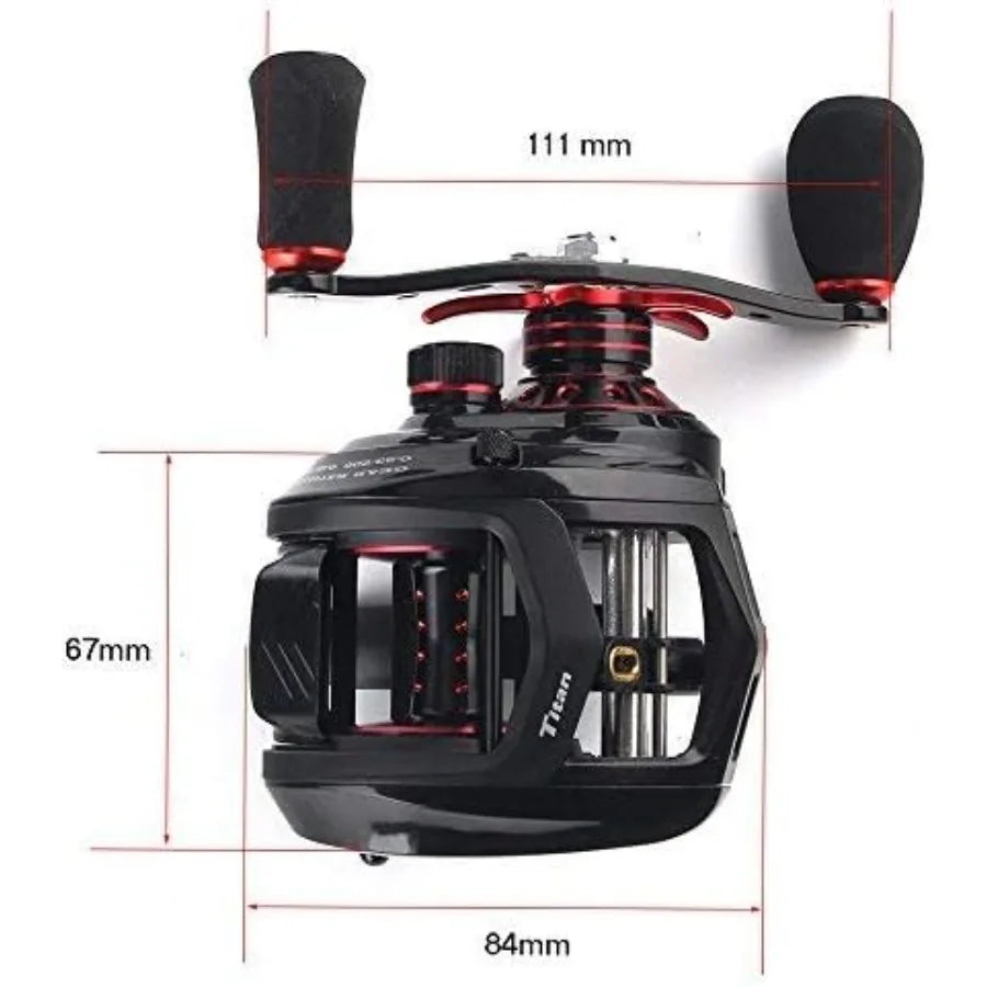 Titan Baitcasting Reel Max Drag 13 Kgs Big Fish Fishing Reel for Saltwater and Freshwater Heavy Duty Fishing Application with H