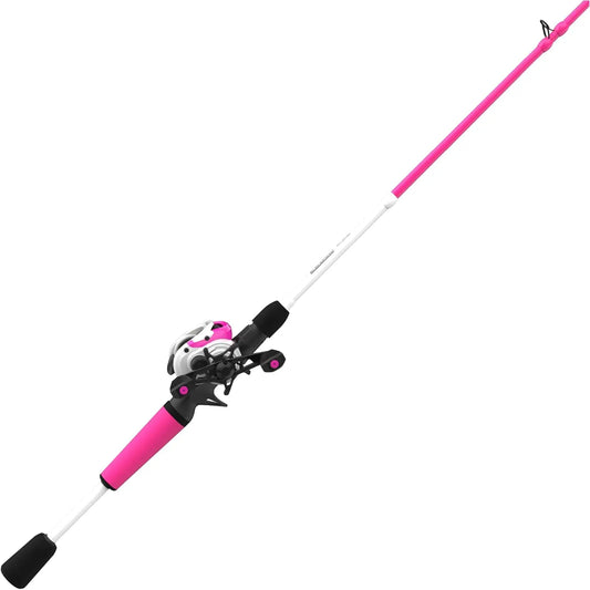 6'6" 2-Piece Baitcast Fishing Combo with Graphite Reel, Fiberglass Rod & MaxTac Grip for Bass and Catfish