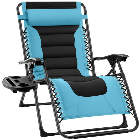 Oversized Padded Zero Gravity Chair, Folding Outdoor Patio Recliner, XL Anti Gravity Lounger for Backyard, Customized