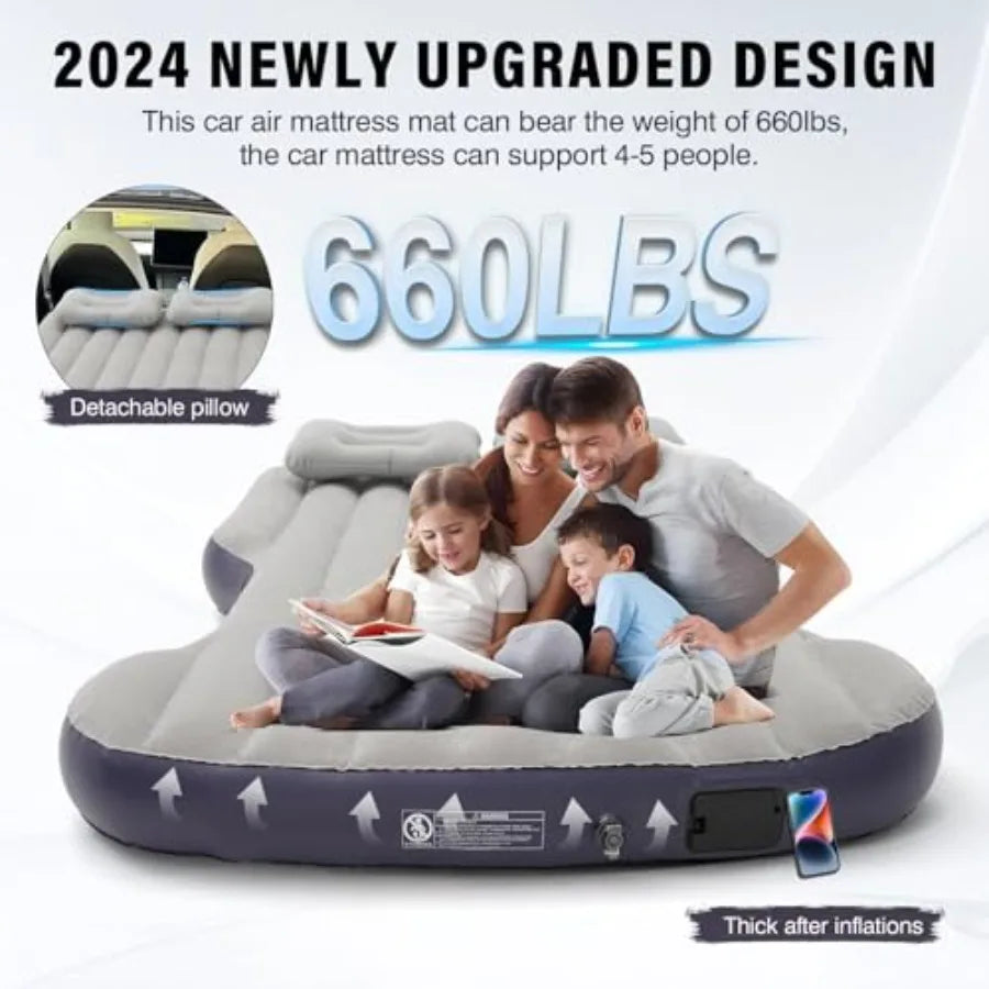 Self-Inflating Car Air Mattress for Tesla Model Y 2025 2024-2020 Juniper Outdoor Camping Air Bed with 2 Pillows Built-in Pump A