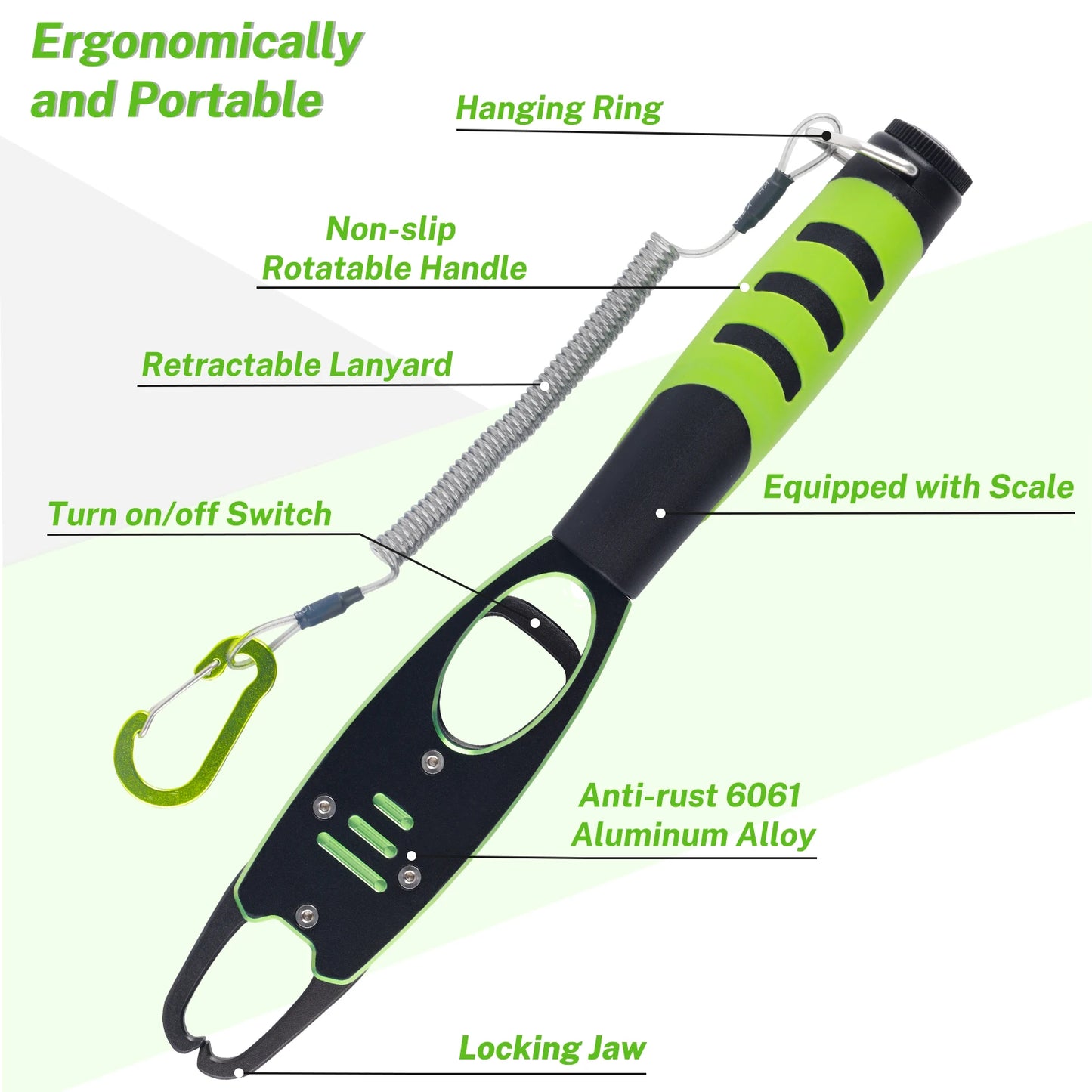 Night Cat Fish Lip Gripper with Scale 2 in 1 Aluminum Alloy Fish Lip Grabber Professional Fishing Lip Gripper Tool Kit for Men