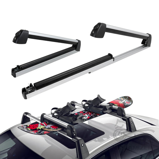 2PCS-Pack Ski And Snowboard Roof Rack Car Rack Carrier Ski Car Rack Snowboard Roof Carrier Aluminum Alloy Ski Roof Carrier