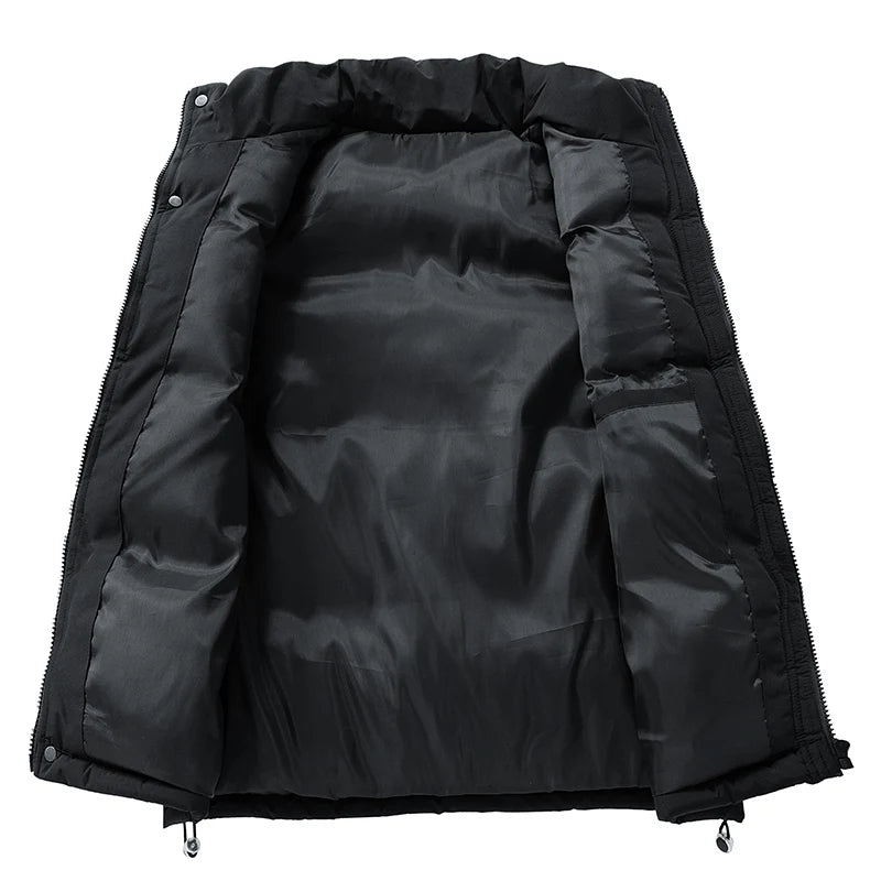 Fishing Vest Stand-up Collar Outdoor Vest Men's Down Cotton Vest Men's Autumn and Winter Thickened Coat Waistcoat Warm Vest Coat