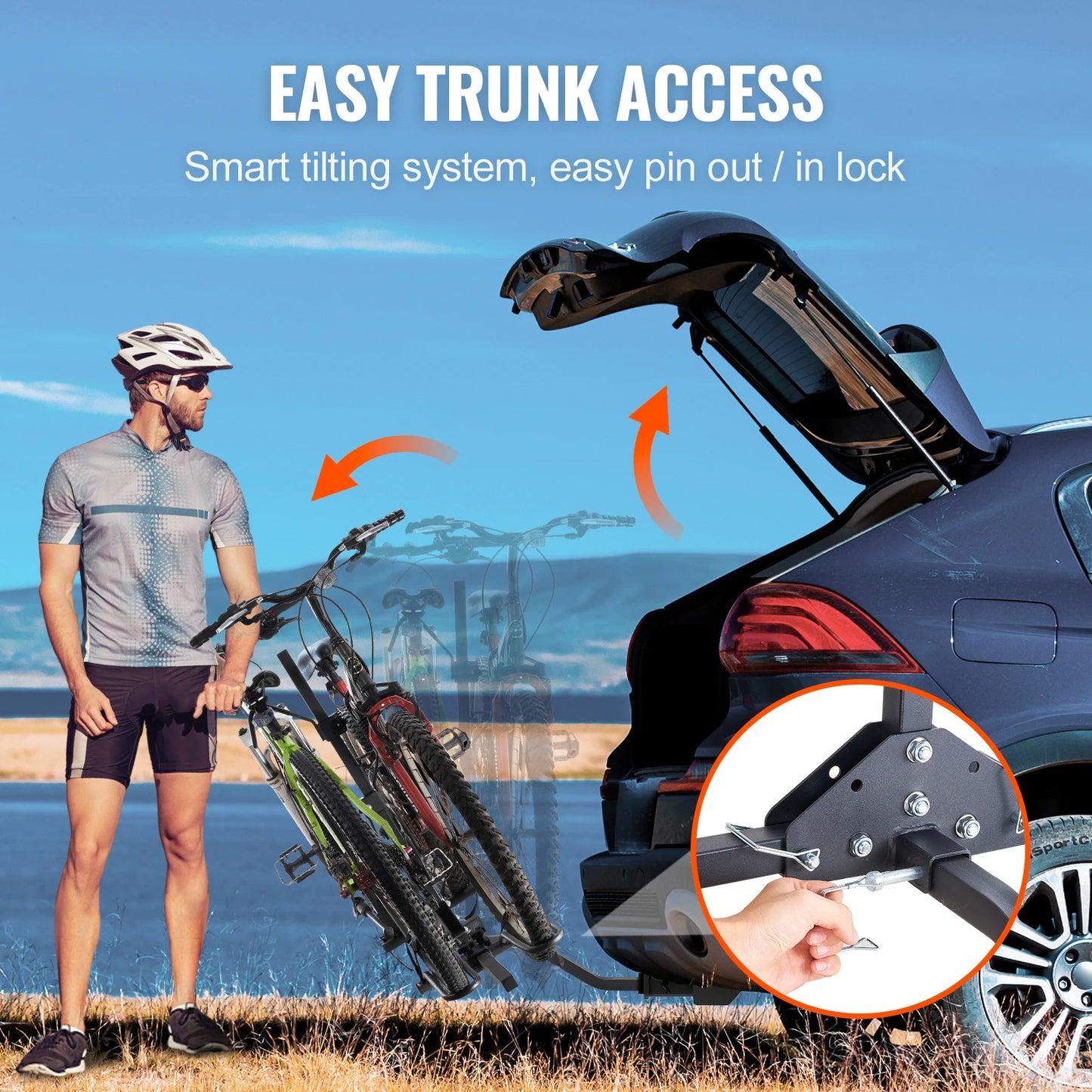SucceBuy Hitch Mount Bike Rack 2-Bike Platform Style 80 LBS Max Capacity for 1.25-/2-inch Receiver Bike Carrier for Car