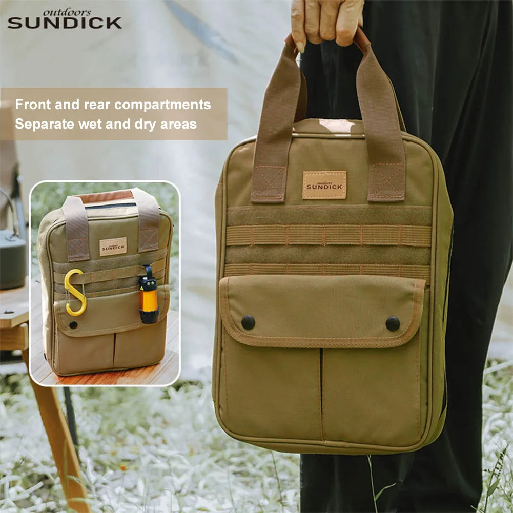 Camping Cooking Utensils Set Bag Portable Camping Travel Cookware Organizer Bag with Handle for Outdoor Barbecue Camping Cooking