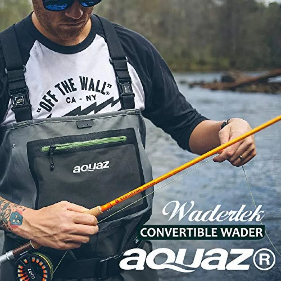 Wadertek Convertible Wader Breathable Heavy Duty Stockingfoot Fishing Wader Olive Green Waterproof and Durable for All-Day Fish