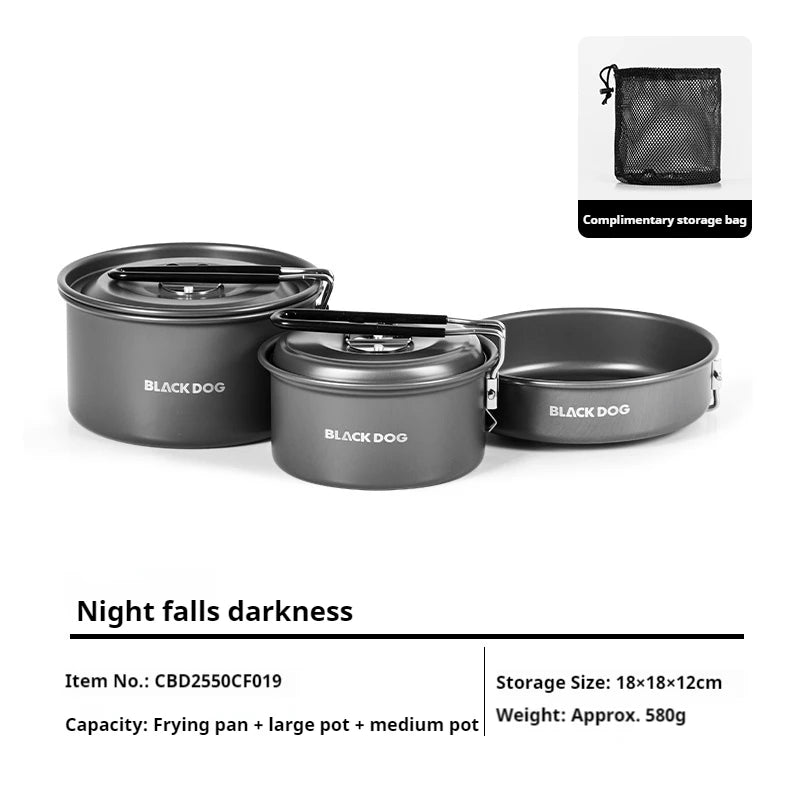 BLACKDOG Outdoor Tableware Pot Frying Pan Set Aluminum Alloy Ultralight Portable Kitchenware Camping Cookware Picnic Tableware