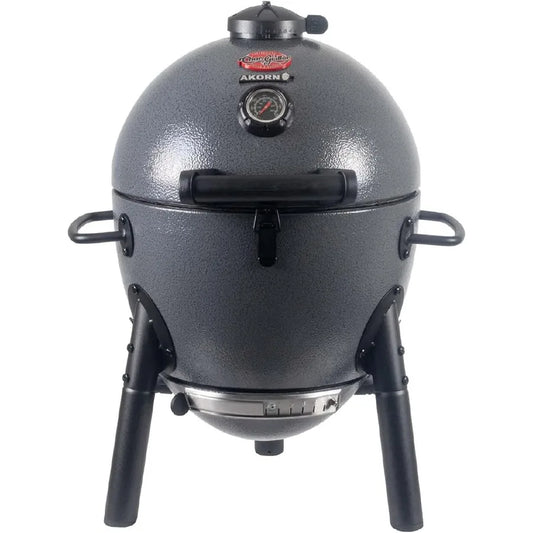 Portable Kamado Charcoal Grill and Smoker with Cast Iron Grates Locking Lid 155 Cooking Square Inches Ash Model E86714