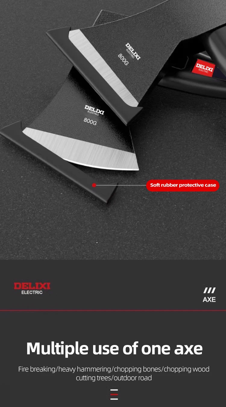 15-inch chopping axe with blade cover, chopping hammer, log axe, outdoor axe, forged carbon steel hand tool non-slip handle.