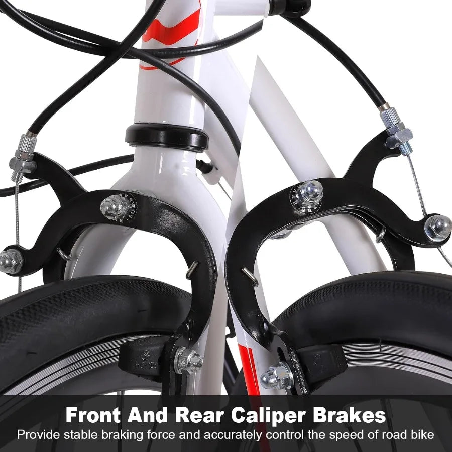 700C Road Bike for Urban Commuting with 14-Speed Drop Handlebars Hybrid Design featuring Caliper Brakes High-Carbon Steel Frame