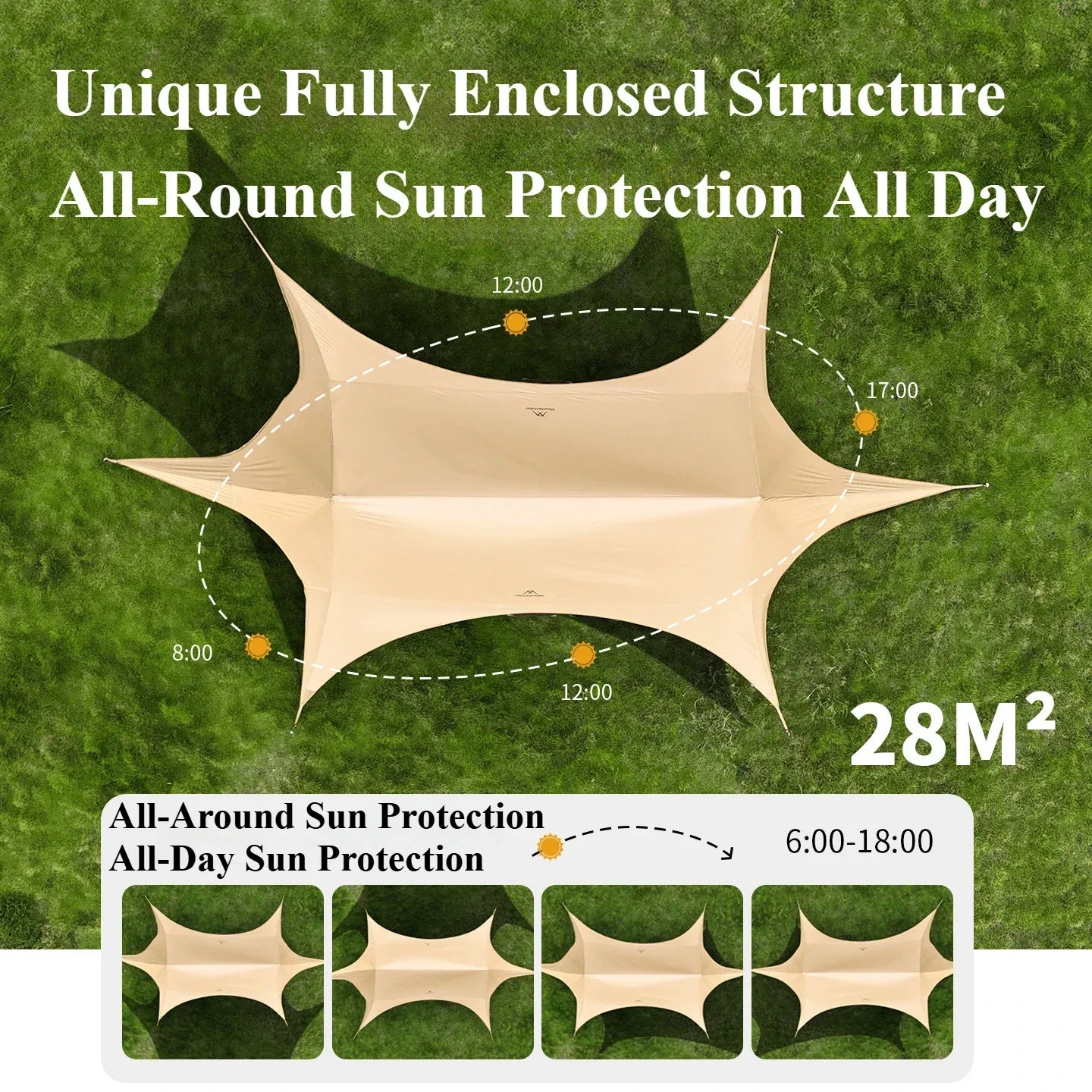 Mountainhiker Outdoor cat ear canopy tent blackout black rubber Waterproof Sun Shelters Camping 28㎡ Quick Setup Sunshade Awning