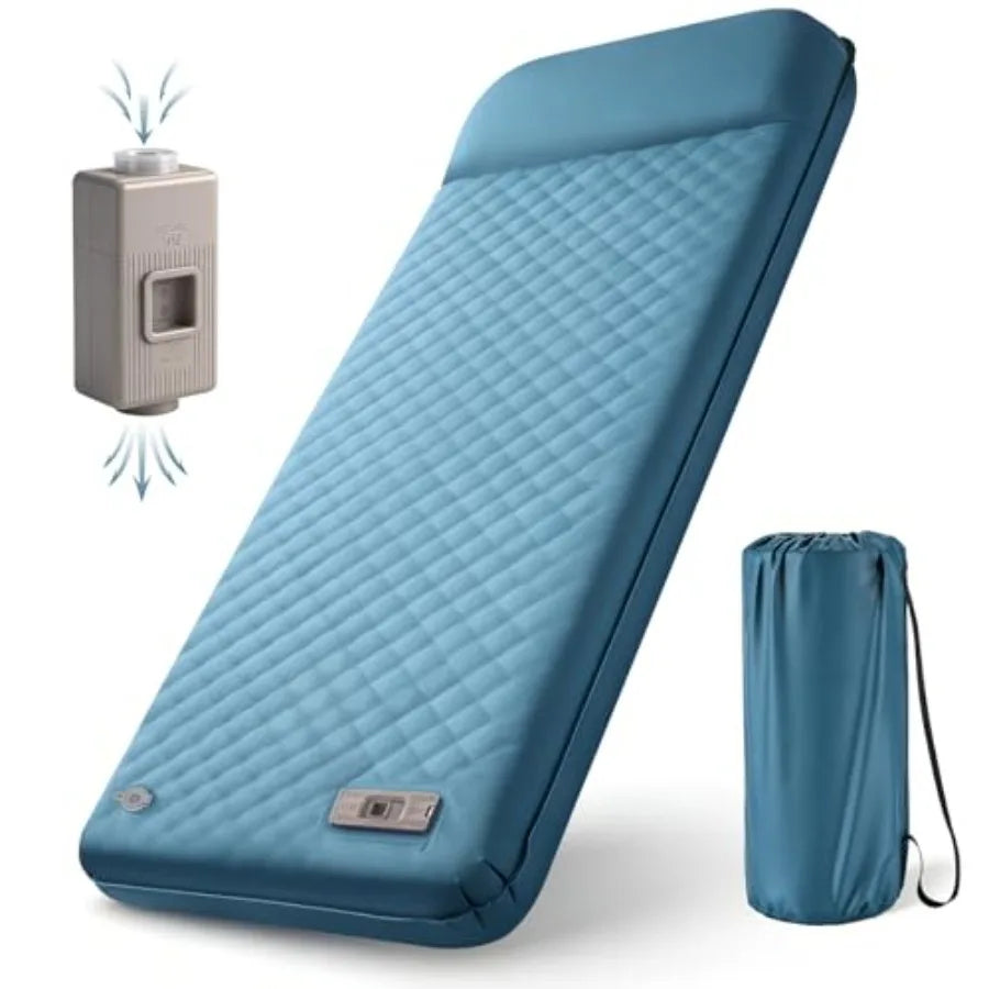 Self Inflating Sleeping Pad for Camping with Electric Pump 3.15 Ultra-Thick Memory Foam Mattress with Built-in Pillow 4-Season