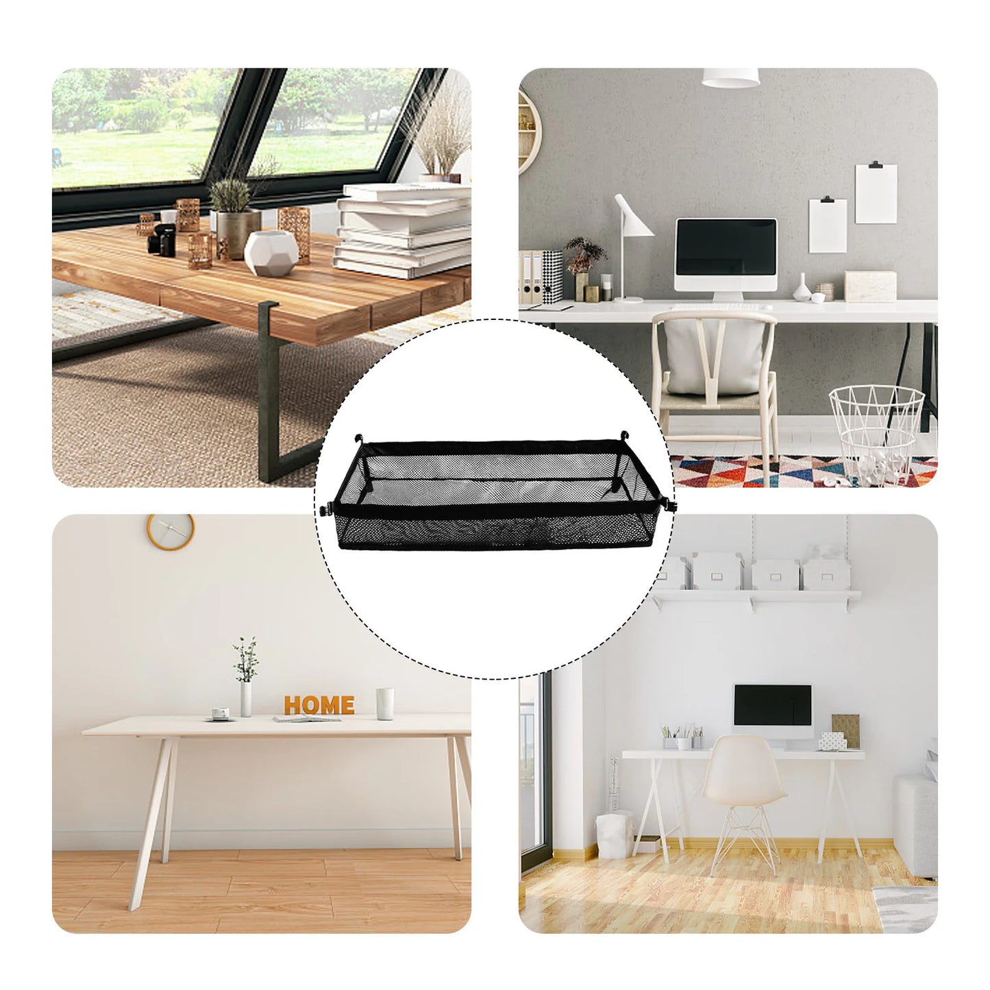 Outdoor Folding Net Bag Picnic Under Table Storage Bag Desk Storage Box Tripod Mesh Basket Organizer for Camping Accessories