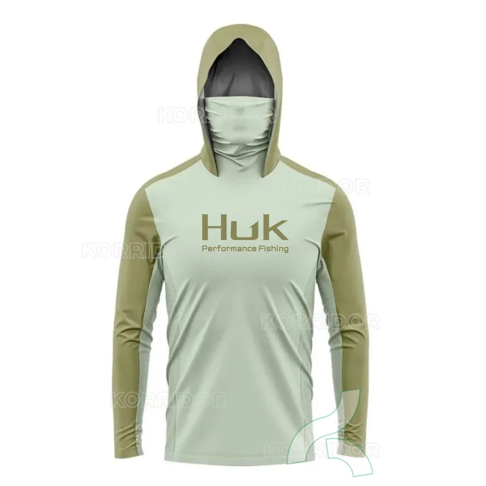 HUK Fishing Clothing Sun Protection Hooded Mask All-in-one Fishing Shirts Upf 50 Long sleeved T-shirt Fishing Apparel Breathable