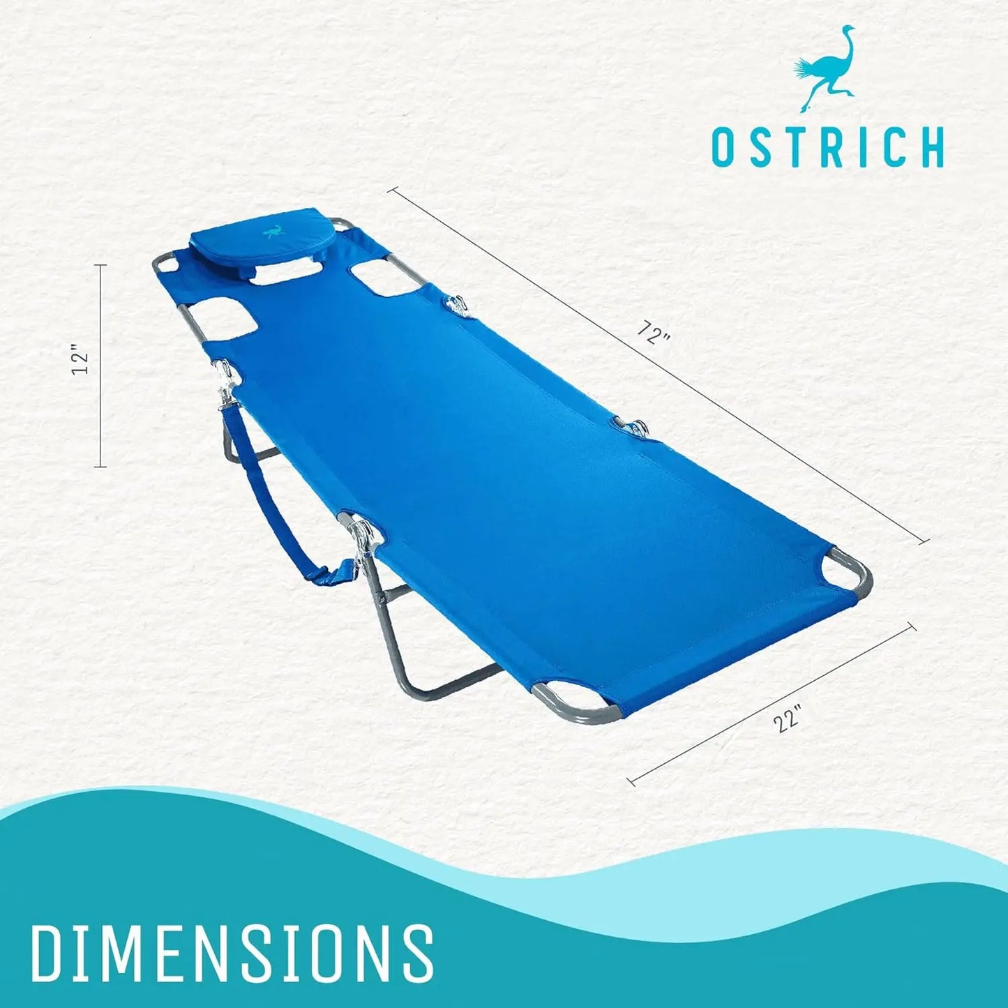 the Original Chaise 72 x 22 Inch Lounge Portable Reclining Lounger, Outdoor Patio, Beach, Lawn, Camping, or Pool, Customized