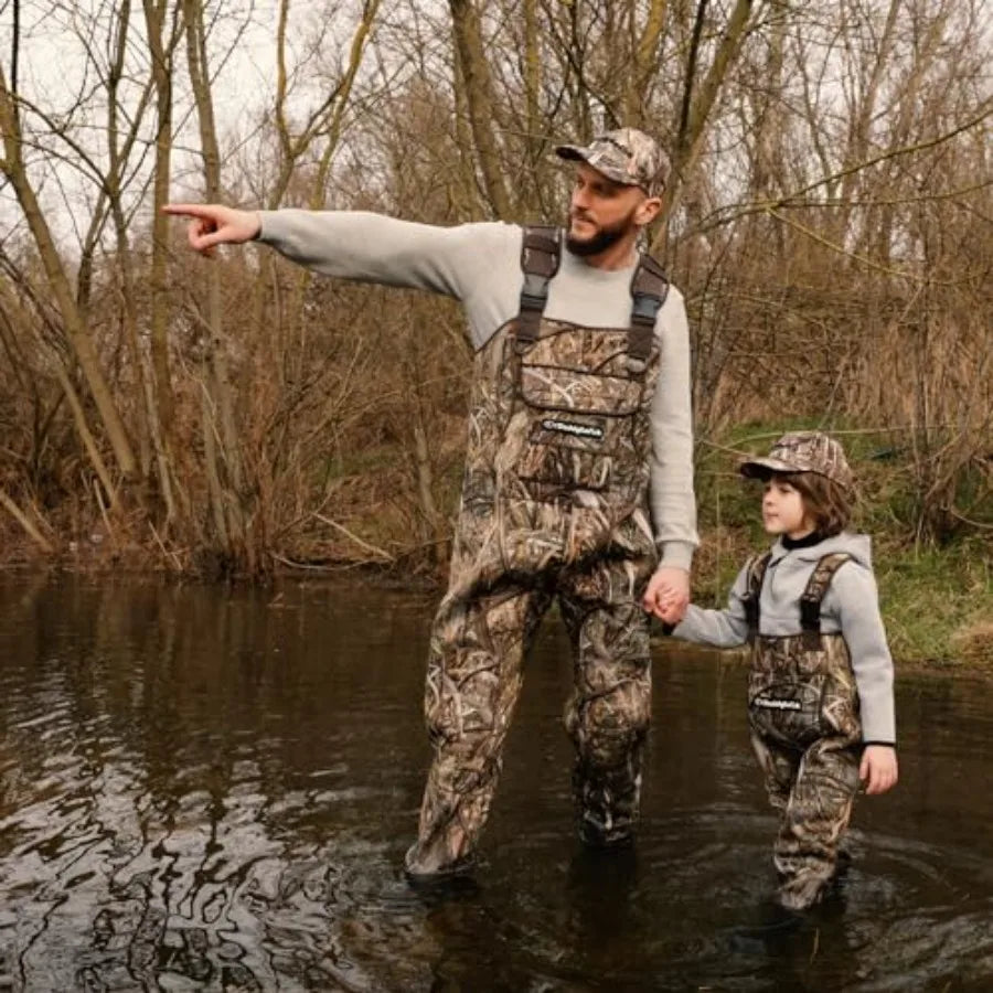 Neoprene Chest Waders for and Adults BootFoot Fishing Hunting with Camouflage Caps and Wader Hanger