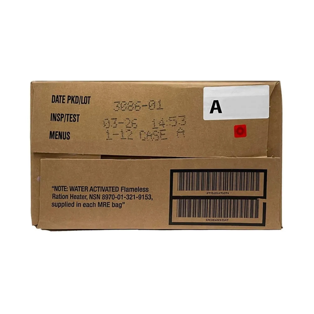 U.S. Military Surplus MRE Meals Ready to Eat Case of 12 Emergency Rations with Flameless Heater Long Shelf Life Food