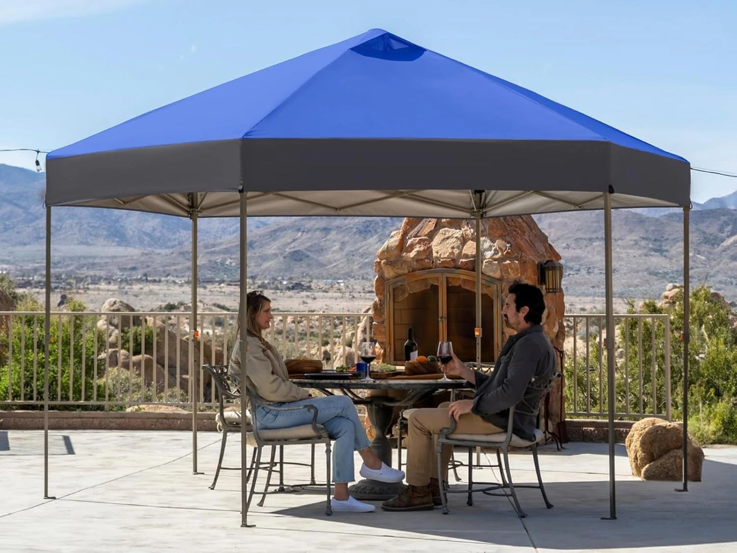14x14 Pop up Gazebo, Patented Center Lock 6-Sided Portable Gazebo, Easy Set Up, 300D Silver-Coated Fabric UV, Customized