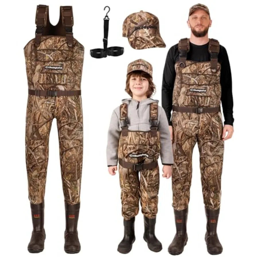 Neoprene Chest Waders for and Adults BootFoot Fishing Hunting with Camouflage Caps and Wader Hanger