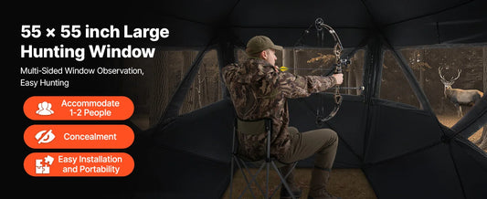 SucceBuy Hunting Blind, 270° See Through Ground Blind, 2-3 Person Pop Up Deer Blind for Hunting with Carrying Bag, Portable Tent