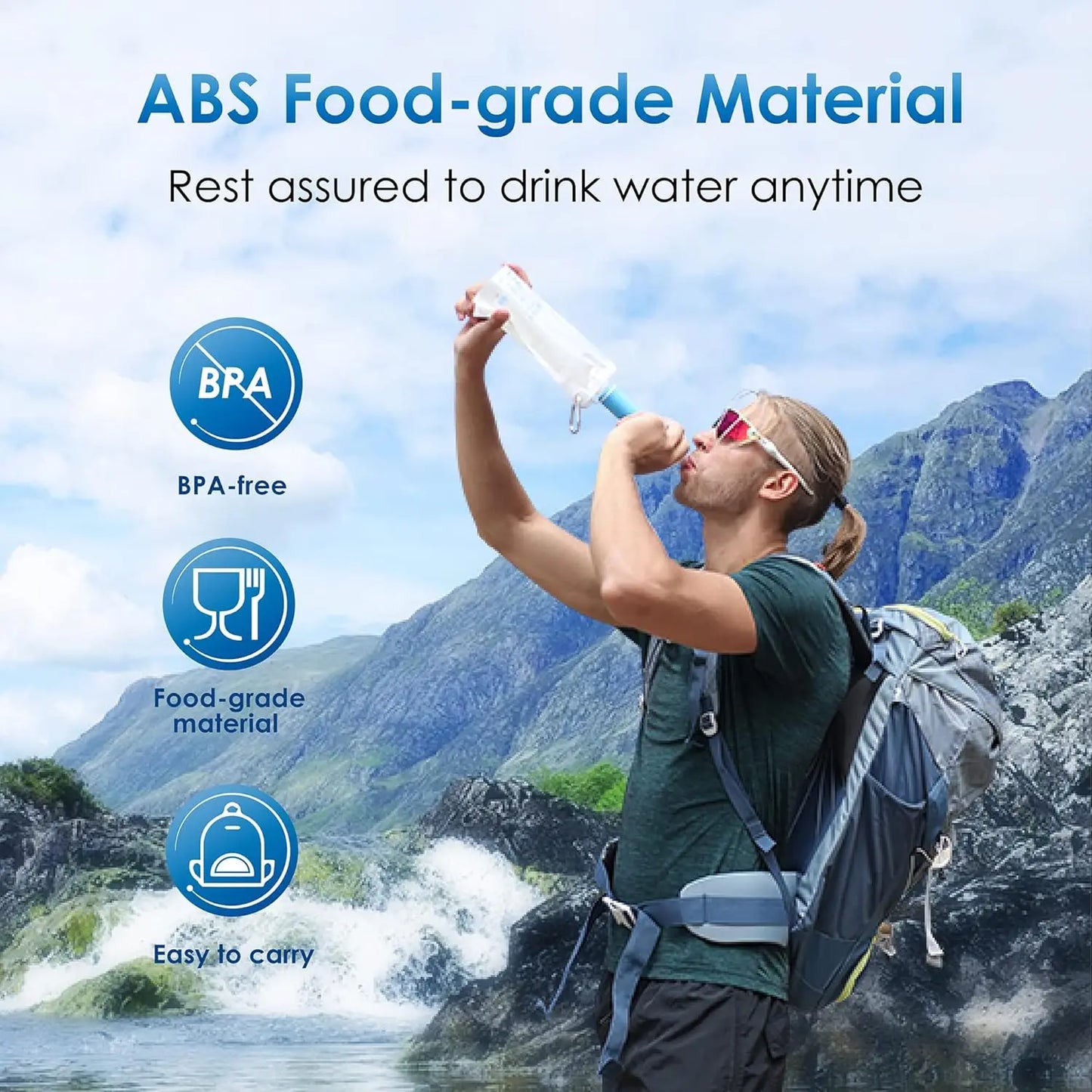 Waterdrop Water Filter Straw, Water Purifier Survival for Camping, Travel, Backpacking and Emergency Preparedness, 1 Pack