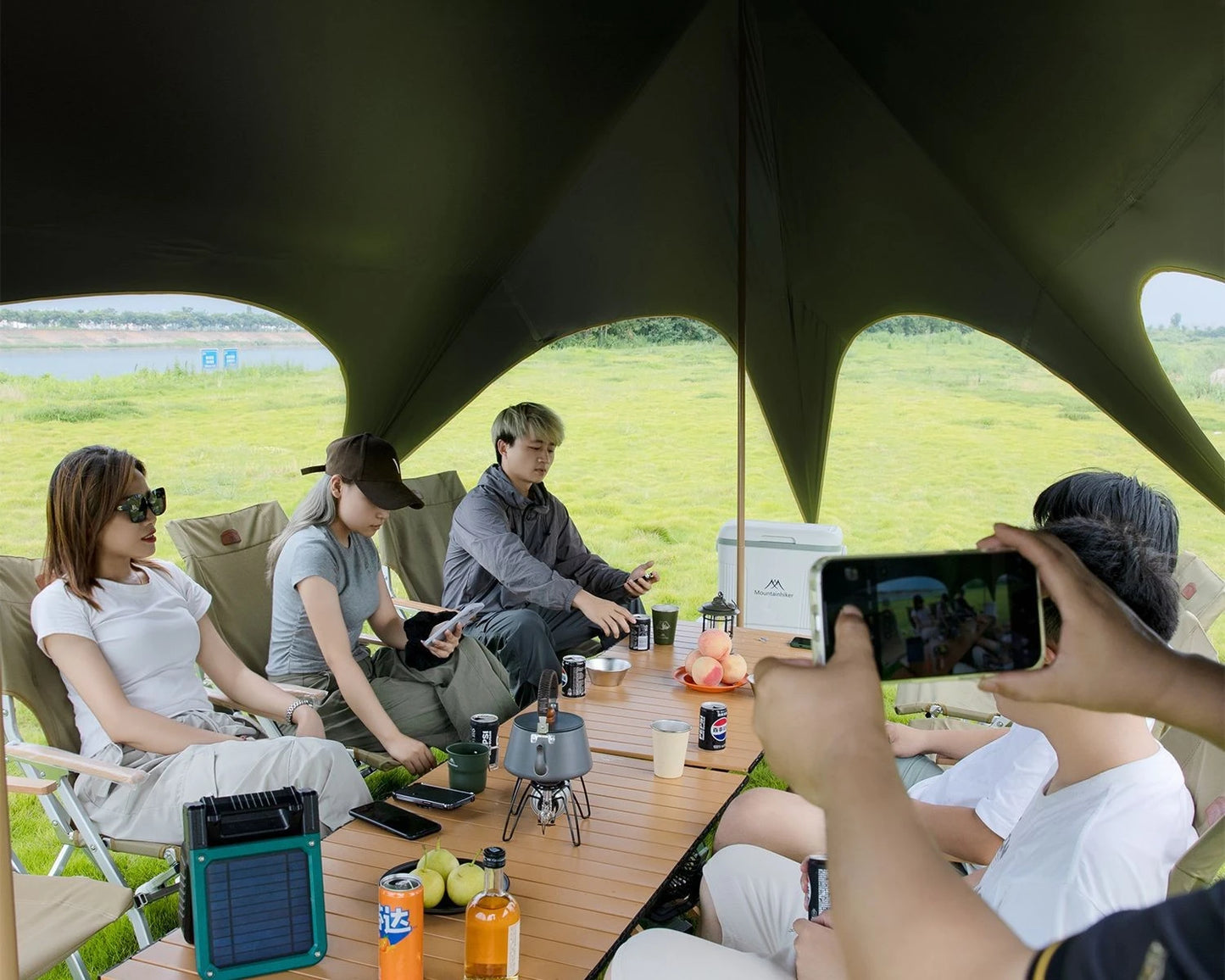 Mountainhiker Outdoor cat ear canopy tent blackout black rubber Waterproof Sun Shelters Camping 28㎡ Quick Setup Sunshade Awning