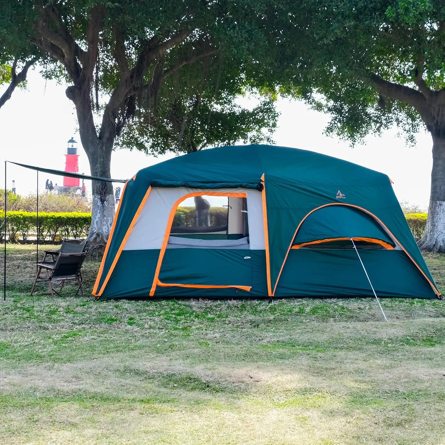 Extra Large 12 Person Family Cabin Tent with Rainfly, Bay Windows, Waterproof for Outdoor Camping