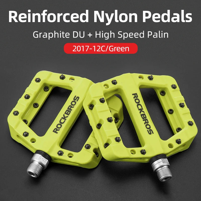 ROCKBROS Bicycle Pedal MTB Road Bike Pedal Ultralight Seal Bearings Nylon Molybdenum Pedal Durable Widen Area Bicycle Part