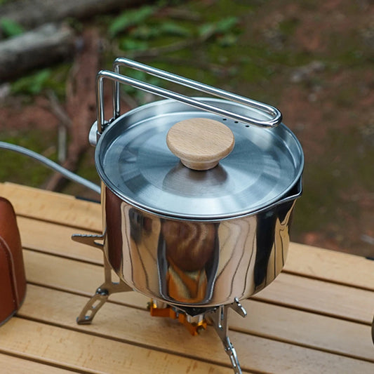 1L Camping Pot 304 Stainless Steel Multifunctional Water Boiling Kettle Pot Cooker Multitool Hiking Picnic Supplies