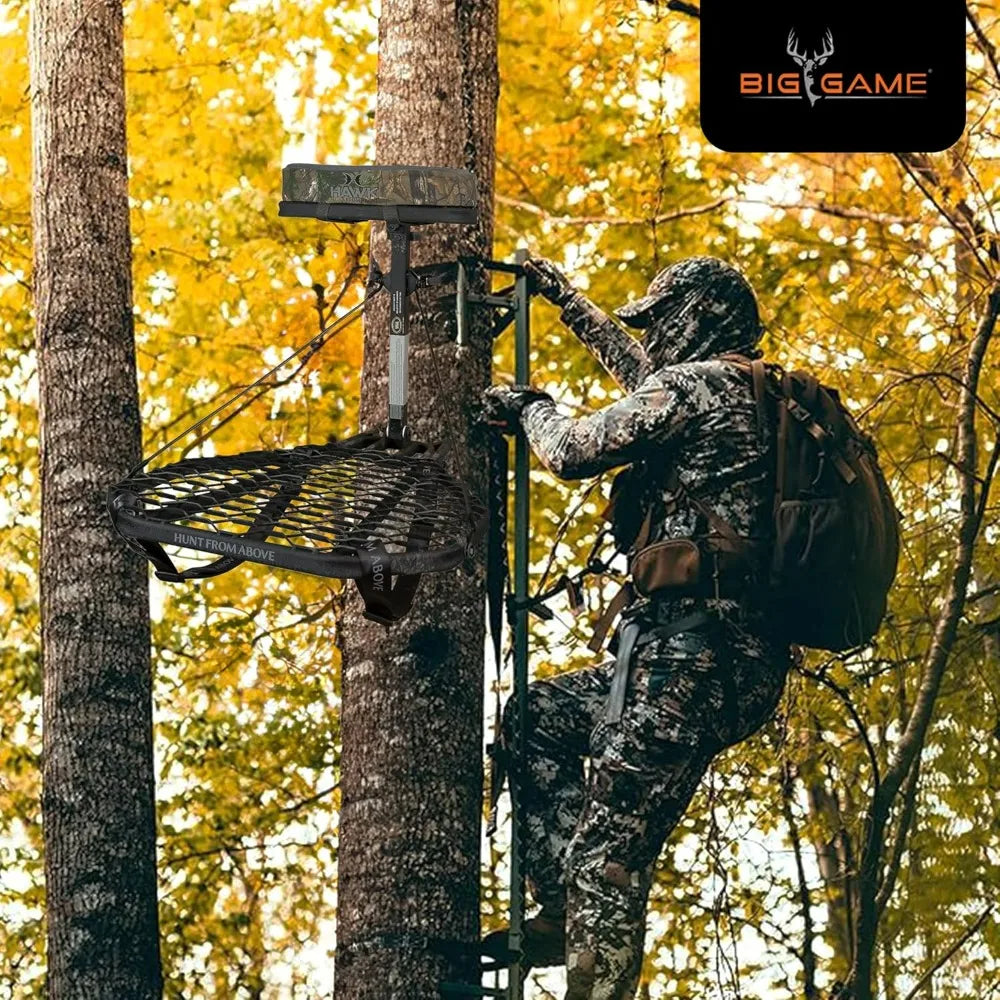 Adjustable Deer Hunting Tree Stand by Hawk Steel for Game Hang-On