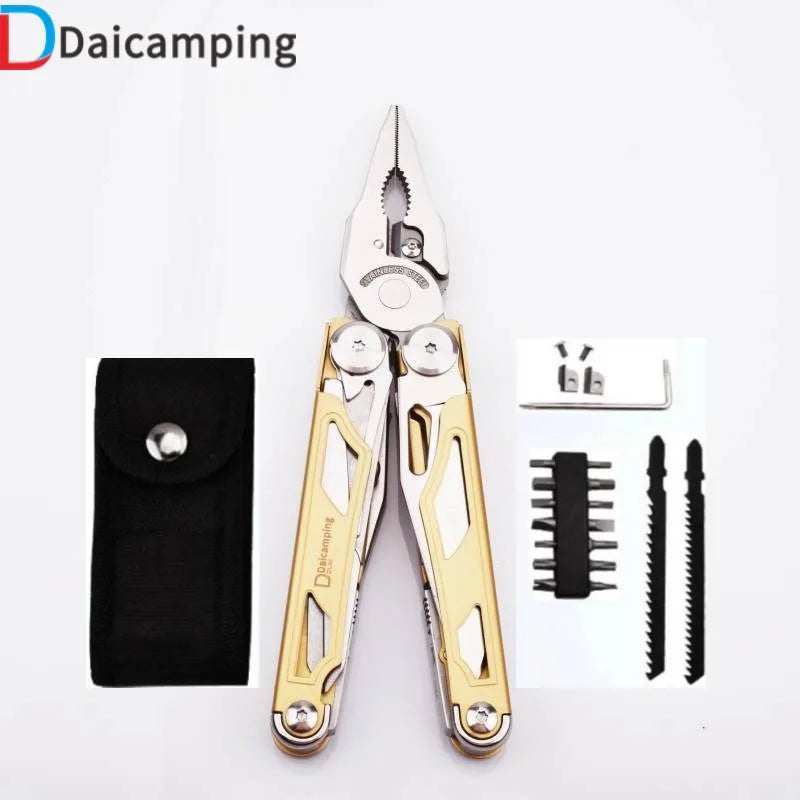 Daicamping 30Yellow Multifunctional Multi Tool Multi-tool Sets Cutter Pliers Folding Knife Multitools Hand Tools Set